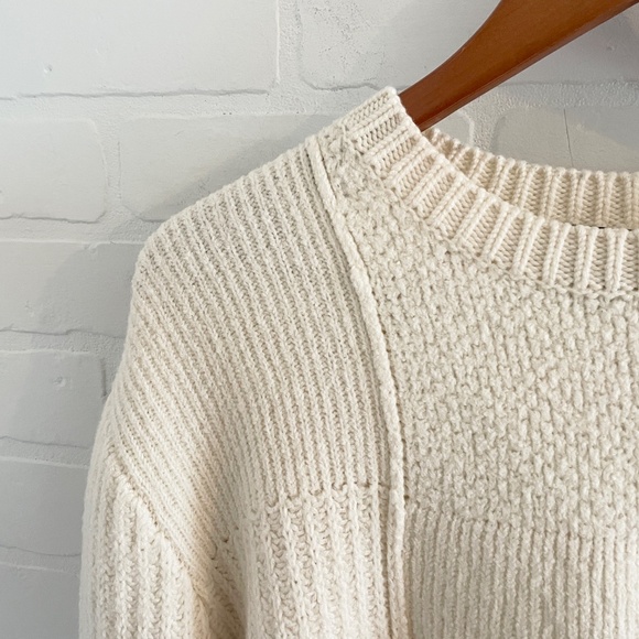 Diesel Men’s Chunky knit sweater Wool Off-White Patchwork M Oversized - Picture 8 of 15